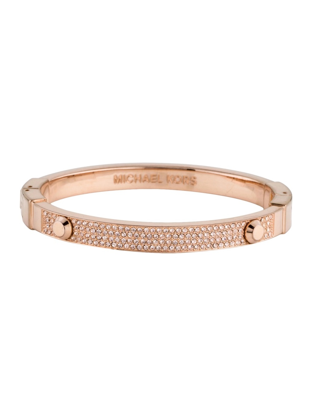Michael Kors Crystal Pave Astor Stud Bangle Bracelet Rose Gold - Picture 2 of 10